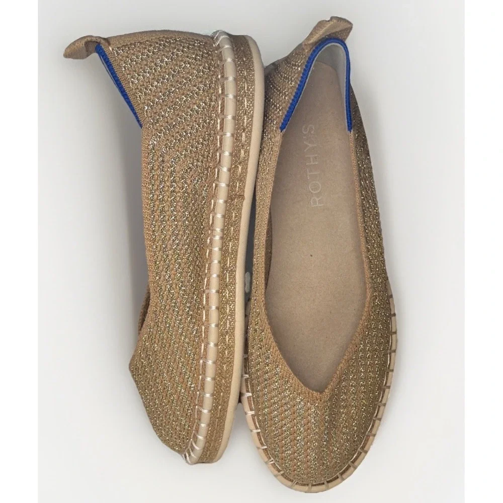 Rothy's Espadrille in Gold Stripe Women's Size 6 Lk Nw RARE FIND